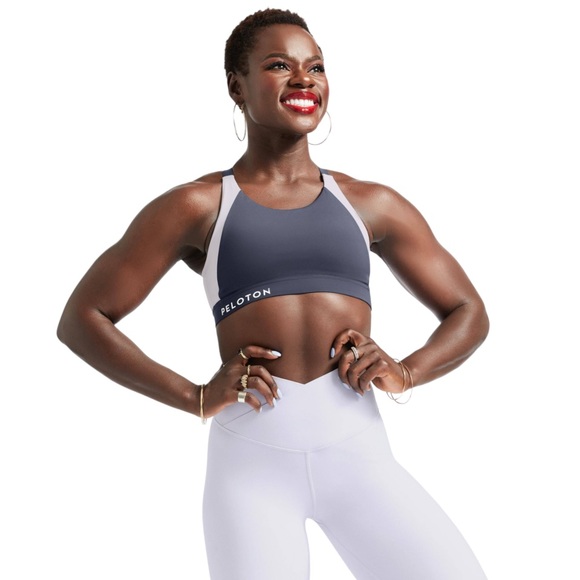 Peloton Together We Go Far Grey colour Block Sports Bra Size Small - Picture 3 of 8